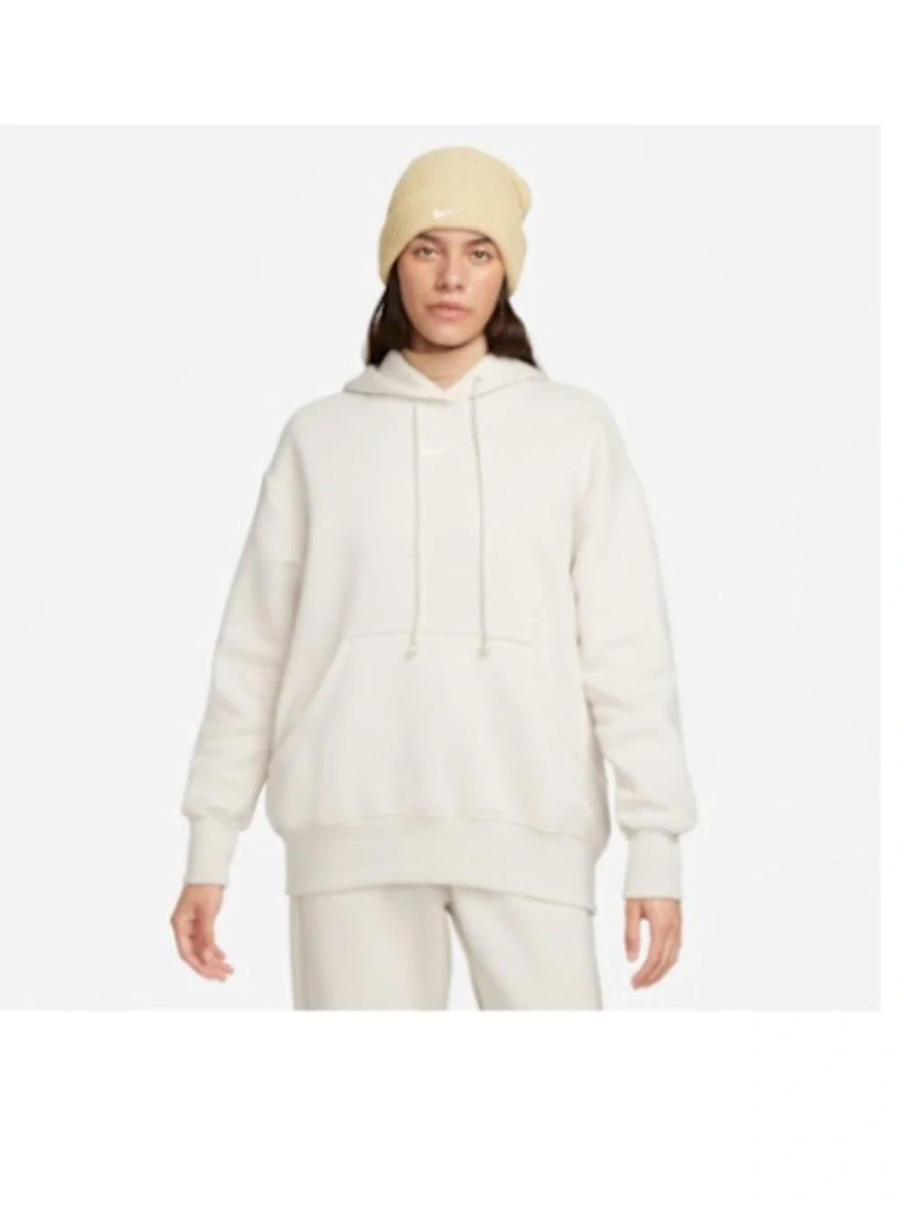 Nike Cream Hoodie with Black Swoosh Tag
